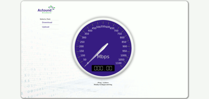 The Astound speed test as displayed at a large screen