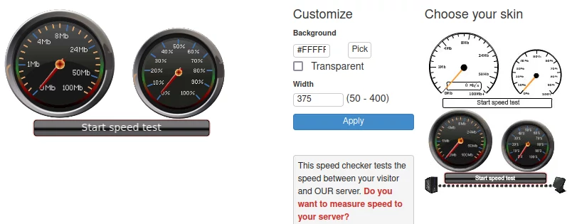 The broadband speed checker as shown at your website