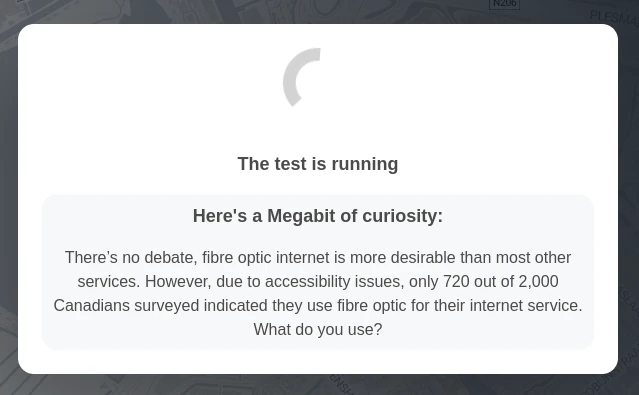 When CIRA's Internet Performance Test is running, a 'Megabit of curiosity' is shown