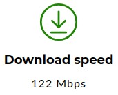 A detail of the results page showing the download speed of 122 Mbps