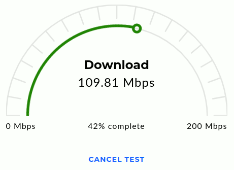 The Comcast Business Internet Speed Test gives the option to cancel a running test