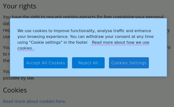 You first have to accept cookies before you are able to read the cookie statement of Bredbandskollen