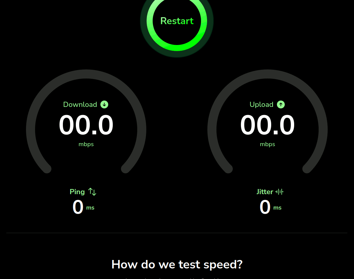 The speed test doesn't start