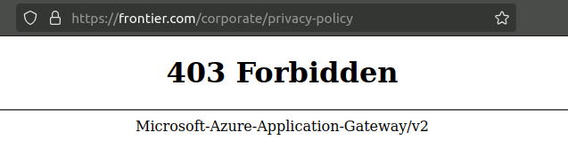 A short error 403 is shown when you go to the privacy policy of Frontier