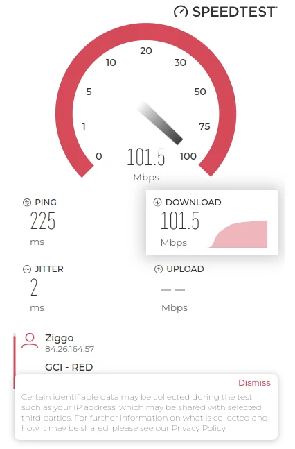 The GCI speed test is standard this small even on wide screens