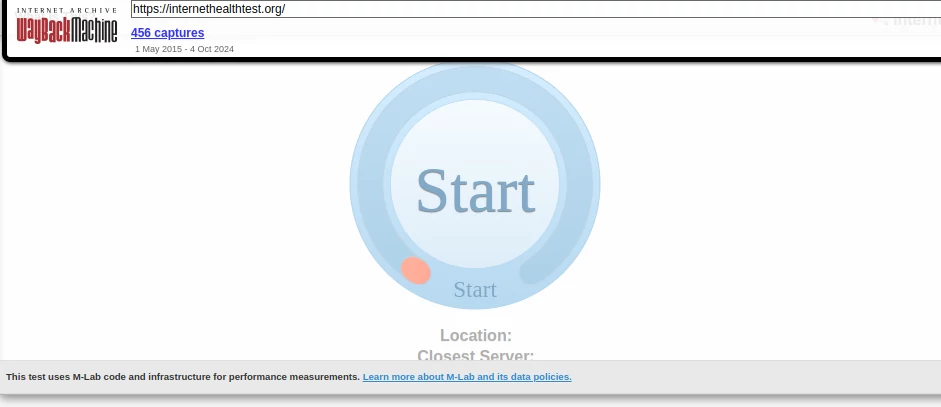 The Wayback Machine shows that in the past the Internet Health Test was powered by M-Lab