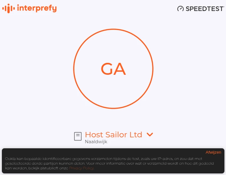 The Interprefy speed test is an standard Ookla speed test