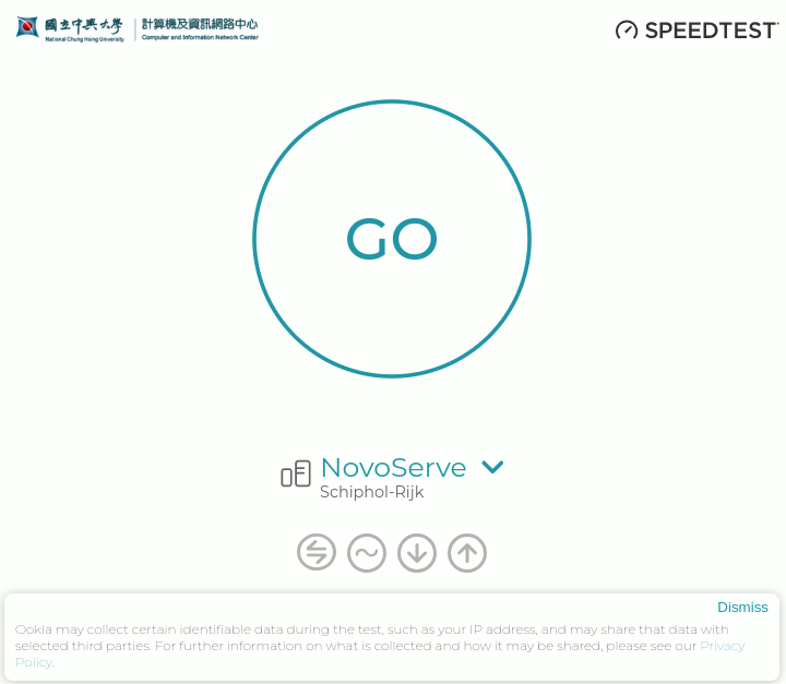 The NCHU speed test is a standard Ookla speed test