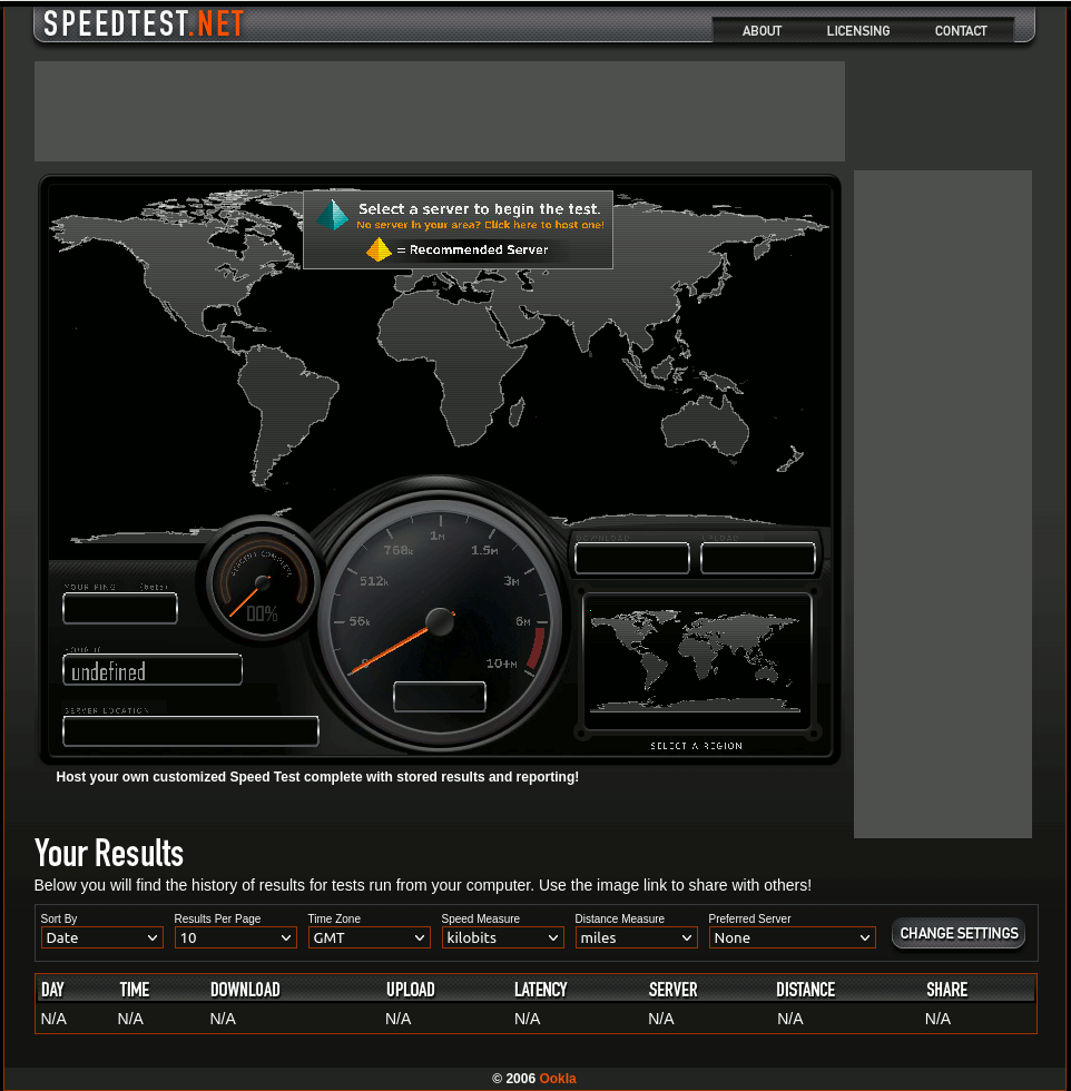 The first version of Ookla's speedtest is from November 7, 2006