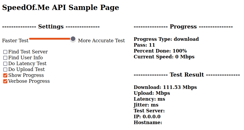 The results of the SpeedOf.Me API Sample Page (Accurate)