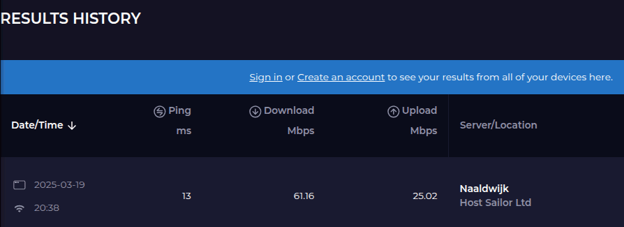 In the results history data and time are formatted as defined in the global settings
