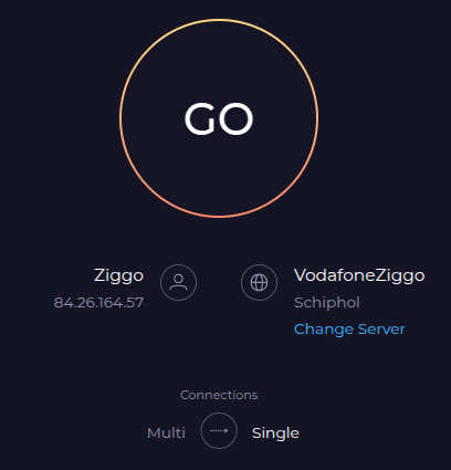 The single connection option, the Go button has a brown border