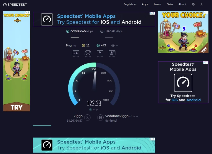 The speed test is running