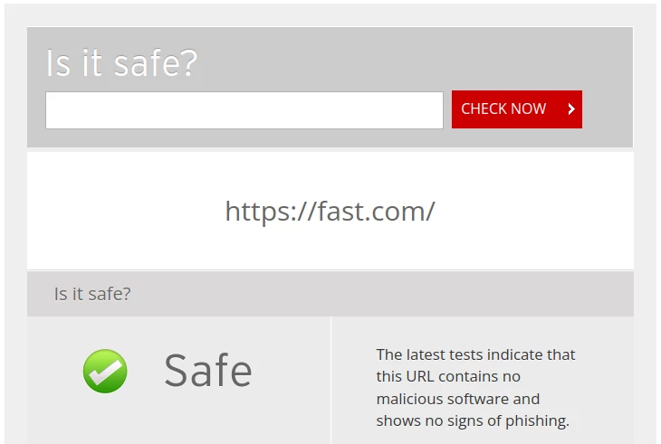 Fast.com is Safe according to Trend Micro