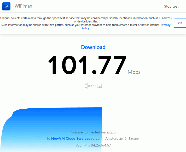 The WiFiman speed test uses the bottom section as a progress indicator (and graph of measured values)